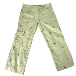 Lilly Pulitzer Green Loafer Embroidered Capri Pants Size 6 Preppy Novelty